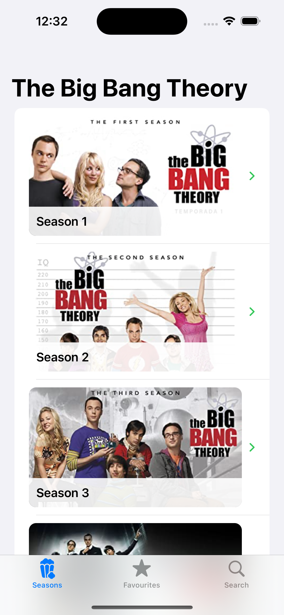 A screenshot of The Big Bang Theory Guide APP